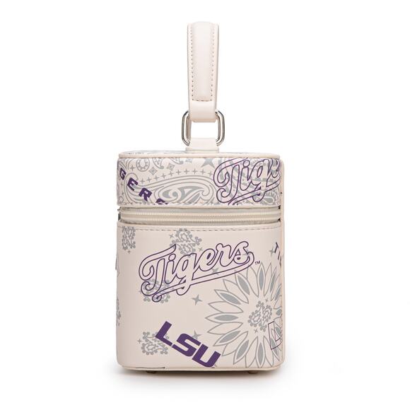 LSU Tigers Vanity Beige Top Handle Bag w/ Strap and Keychain *Brand NEW* - Picture 5 of 8